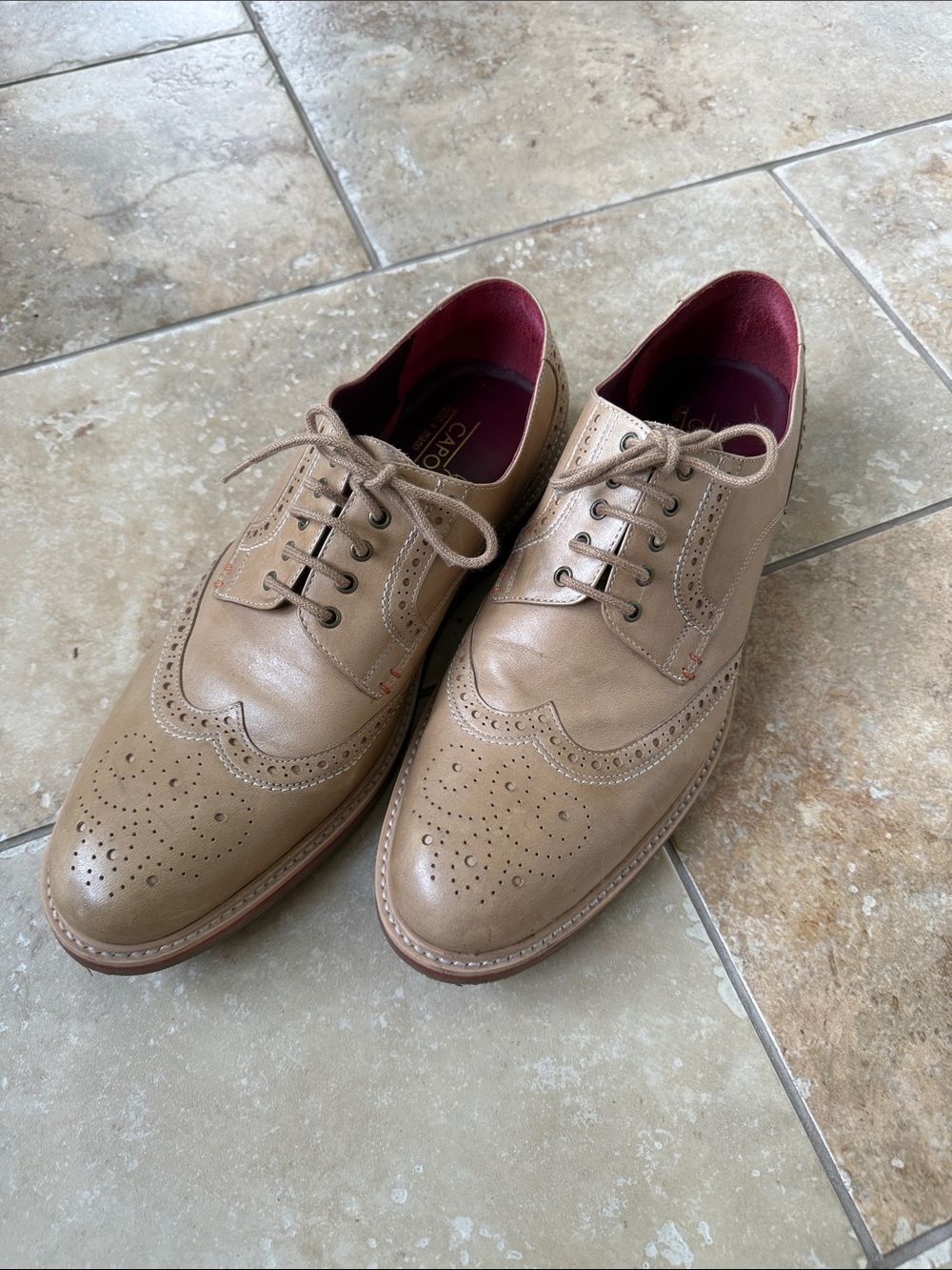 Men's HAND MADE Tan Wingtip Brogues - Classic Dress Shoes